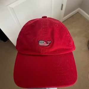 Vineyard vines hat with American flag whale